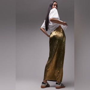 Topshop Textured Metallic Maxi Skirt.